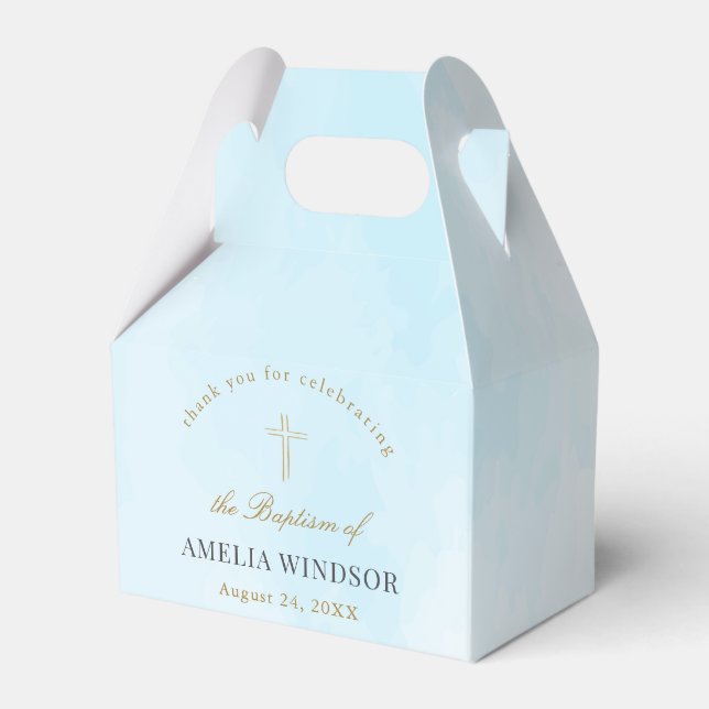 Simple Elegant Gold Cross Baptism Christening Favour Box (Front Side)