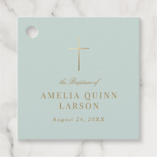 Simple Elegant Gold Cross Baptism Christening Favour Tags