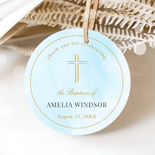 Simple Elegant Gold Cross Baptism Christening Favour Tags