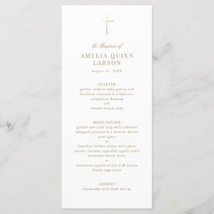 Simple Elegant Gold Cross Baptism Christening Menu
