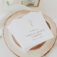 Simple Elegant Gold Cross Baptism Christening