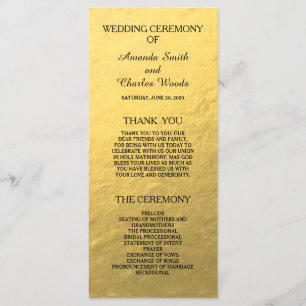 Simple Elegant Gold Faux Foil Wedding Programs