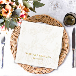 Simple Elegant Gold Floral Wedding Napkin