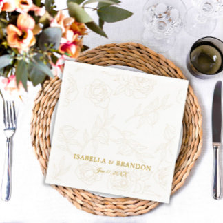 Simple Elegant Gold Floral Wedding Napkin