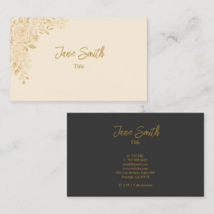 Simple Elegant Gold Flower Business Card