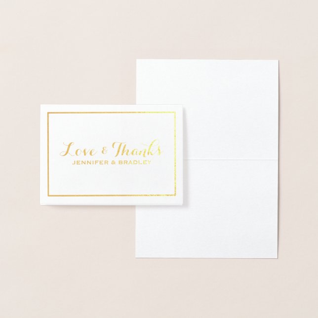 Simple Elegant Gold Foil Border Wedding Thank you Card (Display)