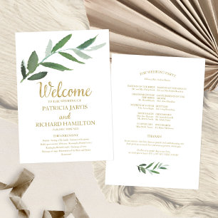 Simple Elegant Gold Foil Greenery Wedding Programs