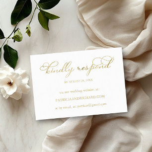 Simple Elegant Gold Foil Online Wedding RSVP Card