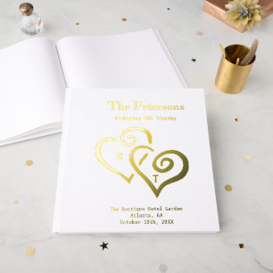Simple Elegant Gold Foil Traditional Wedding Guest Book
