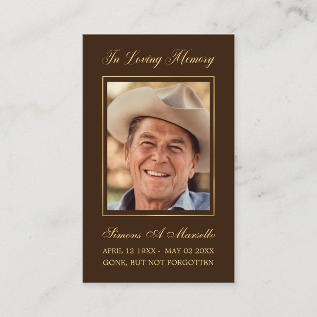 Simple Elegant Gold Funeral Memorial Prayer Card (Front)