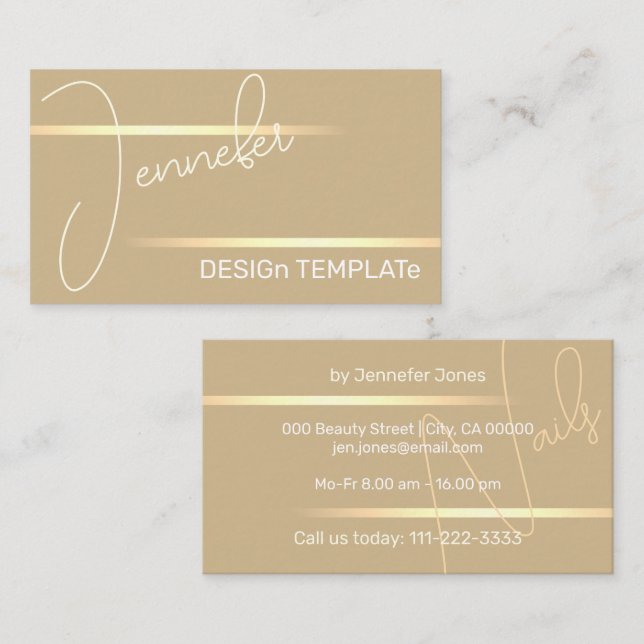 Simple Elegant Gold Golden Lines Siganture Luxury Business Card (Front/Back)