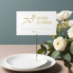 SIMPLE ELEGANT GOLD GREY TYPOGRAPHY 70 BIRTHDAY PLACE CARD