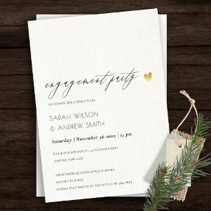 SIMPLE ELEGANT GOLD GREY TYPOGRAPHY ENGAGEMENT INVITATION
