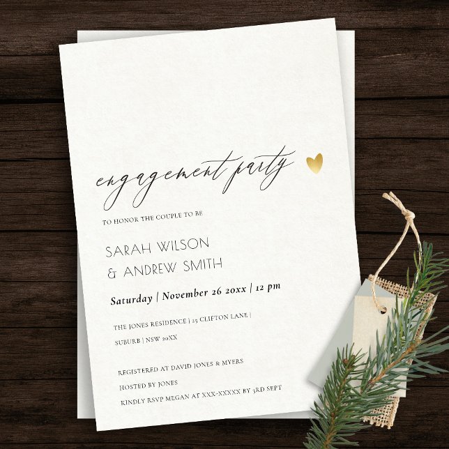 SIMPLE ELEGANT GOLD GREY TYPOGRAPHY ENGAGEMENT INVITATION (Creator Uploaded)
