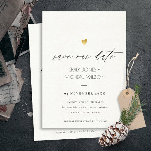 SIMPLE ELEGANT GOLD GREY TYPOGRAPHY  SAVE THE DATE