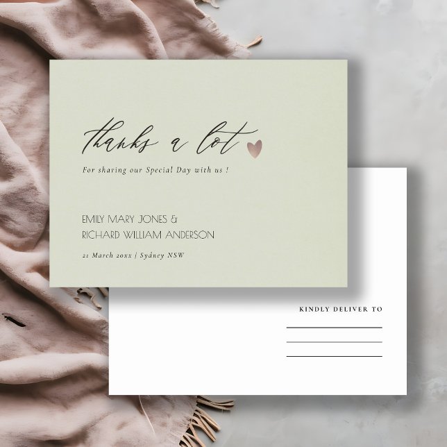 SIMPLE ELEGANT GOLD GREY TYPOGRAPHY  THANK YOU POSTCARD (Creator Uploaded)