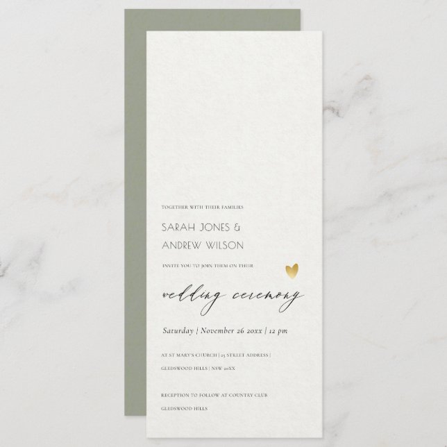 SIMPLE ELEGANT GOLD GREY TYPOGRAPHY wedding card (Front/Back)