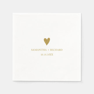 Simple Elegant Gold Heart Wedding Personalized Napkin