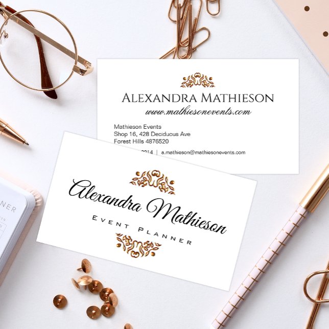 Simple Elegant Gold Jewel Modern Event Planner Business Card (Creator Uploaded)