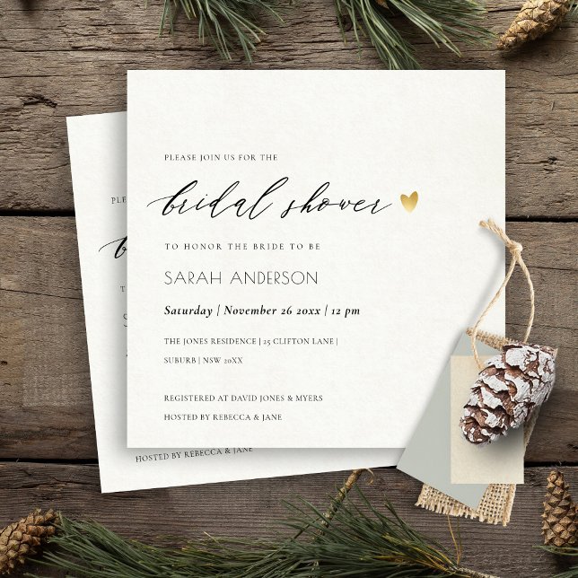 SIMPLE ELEGANT GOLD KRAFT TYPOGRAPHY Bridal Shower Invitation (Creator Uploaded)