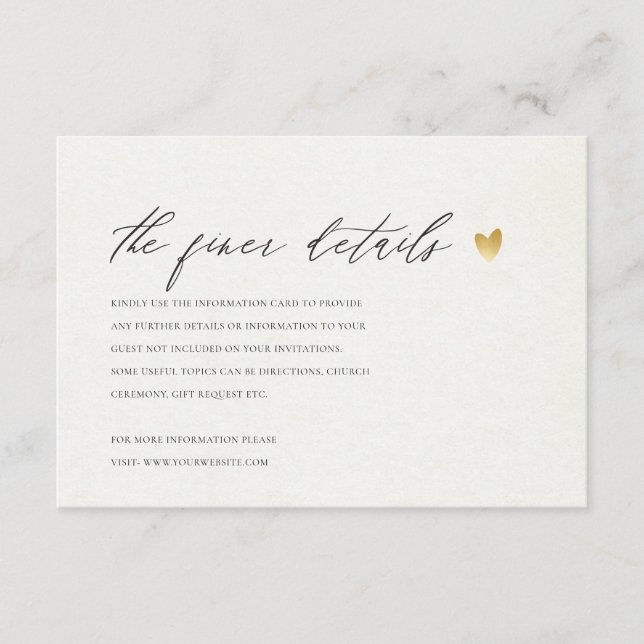 SIMPLE ELEGANT GOLD KRAFT TYPOGRAPHY INFORMATION ENCLOSURE CARD (Front)