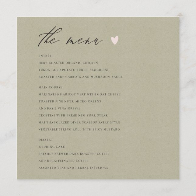 SIMPLE ELEGANT GOLD KRAFT TYPOGRAPHY menu card (Front)