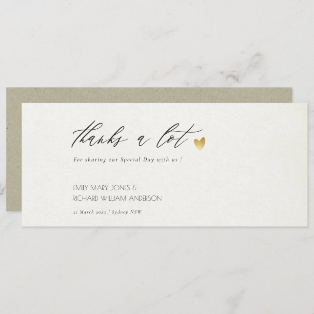 SIMPLE ELEGANT GOLD KRAFT TYPOGRAPHY Thank You Invitation (Front/Back)