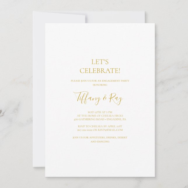 Simple Elegant Gold Let's Celebrate Invitation (Front)