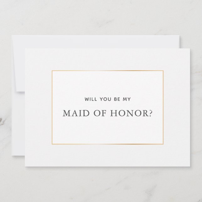 Simple Elegant Gold Maid of Honour Proposal Card (Back)