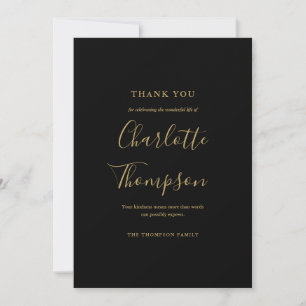 Simple Elegant Gold Memorial Funeral Thank You Card