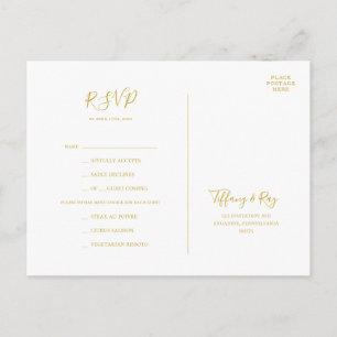Simple Elegant Gold Menu Choice RSVP Card