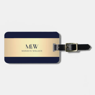 Simple Elegant Gold Metal monogrammed Name Luggag Luggage Tag