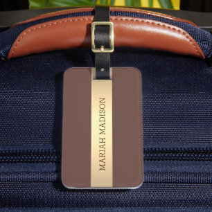 Simple Elegant Gold Metal monogrammed Name Luggage Tag
