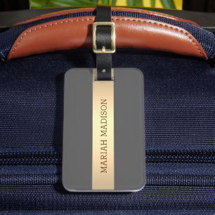 Simple Elegant Gold Metal monogrammed Name  Luggage Tag