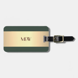 Simple Elegant Gold Metal monogrammed Name Luggage Tag