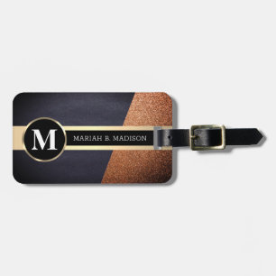 Simple Elegant Gold Metal monogrammed Name Luggage Tag