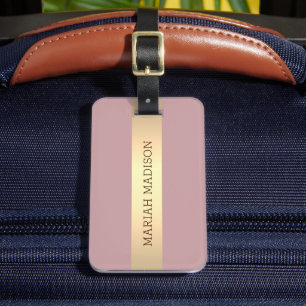 Simple Elegant Gold Metal monogrammed Name Luggage Tag