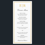 Simple Elegant Gold Monogram Formal Wedding Menu<br><div class="desc">Elegant wedding menu with your monogram and a border in faux gold.  The headers  and your names are in calligraphy.  These simple and classic wedding menus are great for a formal wedding.</div>