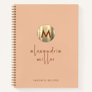 Simple Elegant Gold Monogram Recipe Book