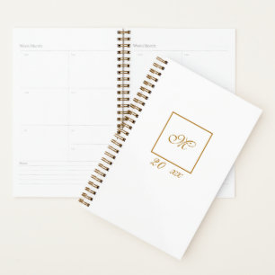 Simple elegant gold monogram with custom year planner