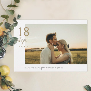 Simple Elegant Gold Photo Wedding Save the Date Invitation