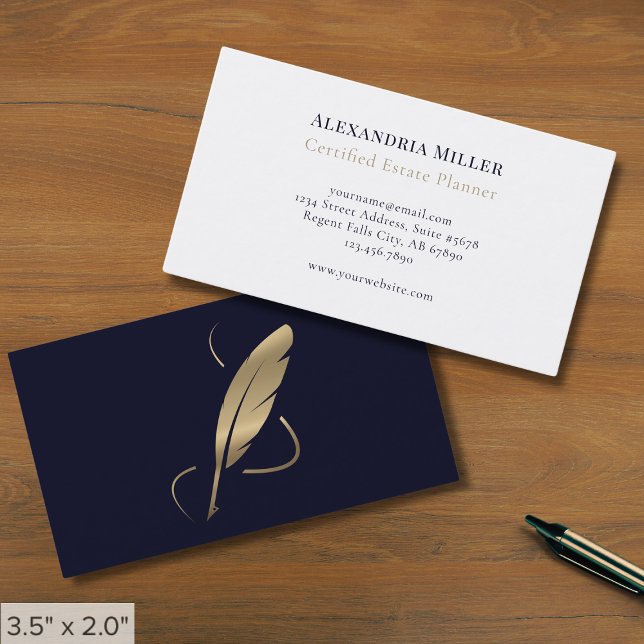 Simple Elegant Gold Quill Business Card (Creator Uploaded)