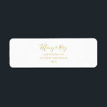 Simple Elegant Gold Return Address Label<br><div class="desc">This simple elegant gold return address label is perfect for your modern minimalist white and gold wedding. The design features minimal contemporary gold font accompanied by formal calligraphy. Keep it as is,  or choose to personalise it with your own artwork or photos!</div>