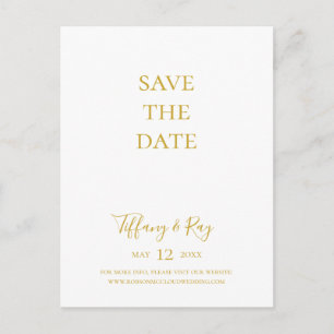 Simple Elegant Gold Save The Date Postcard