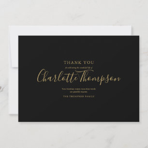 Simple Elegant Gold Script Memorial Funeral Thank You Card