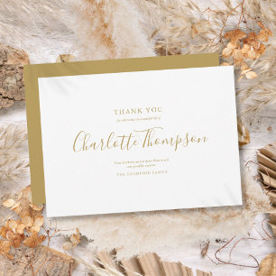 Simple Elegant Gold Script Memorial Funeral Thank You Card
