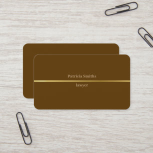 Simple Elegant Gold Stripe Lawyer Brown Business Card