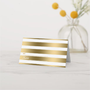 Simple Elegant Gold Stripes Place Card
