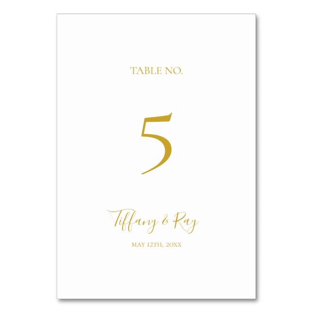 Simple Elegant Gold Table Number (Front)