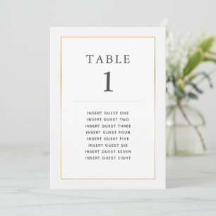 Simple Elegant Gold Table One Custom Seating Card
